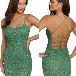 In Stock Backless Dresses Primavera Couture 3351 Size 2 Cocktail Dress Short Fitted Sequin Backless Homecoming Dress