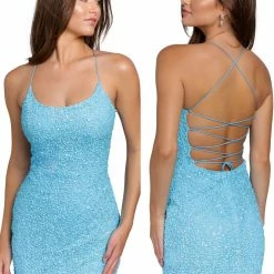 In Stock Backless Dresses Primavera Couture 3351 Size 2 Cocktail Dress Short Fitted Sequin Backless Homecoming Dress