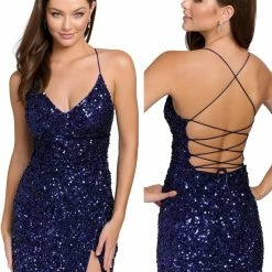 In Stock Primavera Couture 3891 Size 14 Short Fitted Sequin Formal Slit Cocktail Prom Dress Backless Corset Backless Dresses 30 In Stock Primavera Couture 3891 Size 14 Short Fitted Sequin Formal Slit Cocktail Prom Dress Backless Corset Backless Dresses