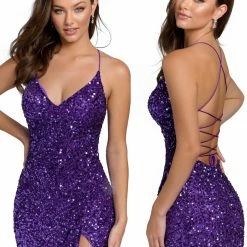 In Stock Primavera Couture 3891 Size 10 Short Fitted Sequin Formal Slit Cocktail Prom Dress Backless Corset