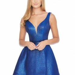 In Stock Ashley Lauren 4325 Red Cocktail Dress Size 4 Metallic Short Homecoming Dress A Line