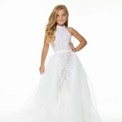 In Stock Ashley Lauren 8067 Size 4, 8 LILAC Kids Organza Overskirt With Wire Hem Fun Fashion Pageant Girls