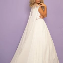 Ballgown Dresses Sugar Kayne C136 Cap Sleeve Girls Chiffon Pageant Dress Ballgown With Cape