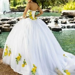 Discontinued Camila Q Quinceanera Dress 1001 Two Piece Floral Ballgown Train Corset Strapless Ballgown Dresses