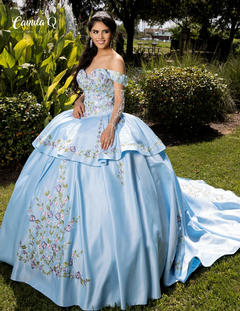 Discontinued Camila Q Quinceanera Dress 1002 Off Shoulder Convertible Gown Two Piece Ballgown 4 Discontinued Camila Q Quinceanera Dress 1002 Off Shoulder Convertible Gown Two Piece Ballgown