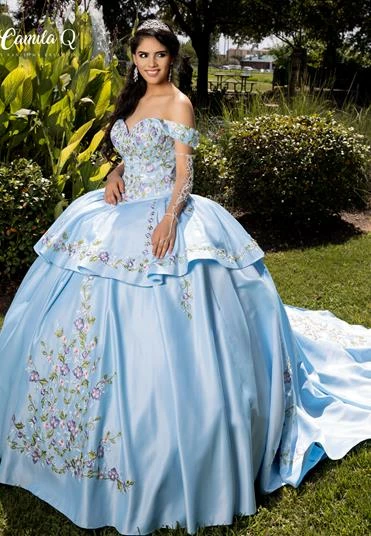 Discontinued Camila Q Quinceanera Dress 1002 Off Shoulder Convertible Gown Two Piece Ballgown 3 Discontinued Camila Q Quinceanera Dress 1002 Off Shoulder Convertible Gown Two Piece Ballgown