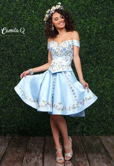 Discontinued Camila Q Quinceanera Dress 1002 Off Shoulder Convertible Gown Two Piece Ballgown 6 Discontinued Camila Q Quinceanera Dress 1002 Off Shoulder Convertible Gown Two Piece Ballgown