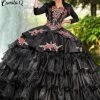 Camila Q Quinceanera Dress 1011 Convertible Gown Floral Ruffle Skirt Bolero Jacket