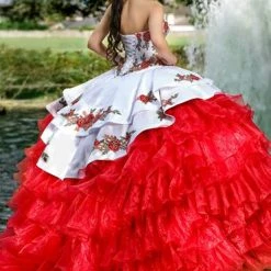 Camila Q Quinceanera Dress 1011 Convertible Gown Floral Ruffle Skirt Bolero Jacket