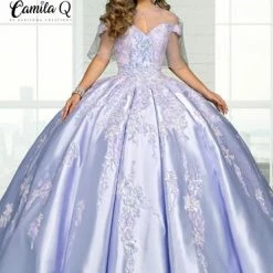 Camila Q Quinceanera Q1111 Off The Shoulder Mikado Ball Gown Lace Up Corset Back 1111