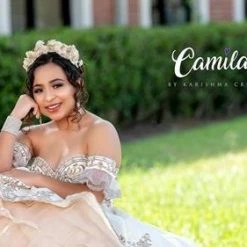 Ballgown Dresses Camila Q Quinceanera Q1112 Velvet And Organza Ruffle Ball Gown With Cape Corset Back 1112