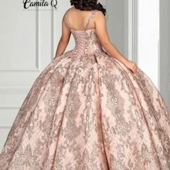 Camila Q Quinceanera Q1113 Glitter Satin Ball Gown Corset Back With Bolero Jacket 1113 Ballgown Dresses