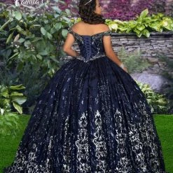 Camila Q Quinceanera 1114 Off The Shoulder Sequin Tulle Ball Gown Prom Dress Corset