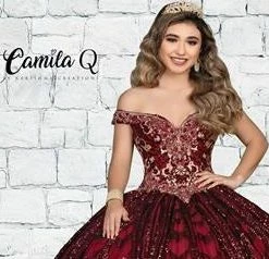 Camila Q Quinceanera 1114 Off The Shoulder Sequin Tulle Ball Gown Prom Dress Corset