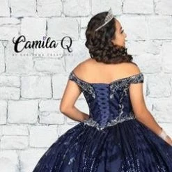 Camila Q Quinceanera 1114 Off The Shoulder Sequin Tulle Ball Gown Prom Dress Corset