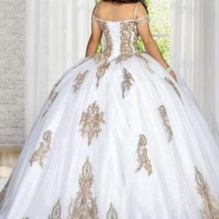 Ballgown Dresses Camila Q Quinceanera Q1115 Off The Shoulder Glitter Tulle Ball Gown Applique Prom Dress 1115