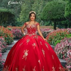 Camila Q Quinceanera Q1117 Off The Shoulder Velvet Ball Gown Floral Applique Corset 1117 23 Camila Q Quinceanera Q1117 Off The Shoulder Velvet Ball Gown Floral Applique Corset 1117