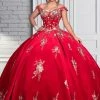 Camila Q Quinceanera Q1117 Off The Shoulder Velvet Ball Gown Floral Applique Corset 1117