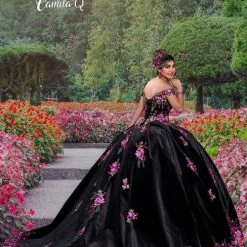 Camila Q Quinceanera Q1117 Off The Shoulder Velvet Ball Gown Floral Applique Corset 1117 22 Camila Q Quinceanera Q1117 Off The Shoulder Velvet Ball Gown Floral Applique Corset 1117
