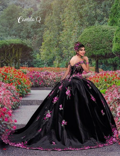 Camila Q Quinceanera Q1117 Off The Shoulder Velvet Ball Gown Floral Applique Corset 1117 12 Camila Q Quinceanera Q1117 Off The Shoulder Velvet Ball Gown Floral Applique Corset 1117