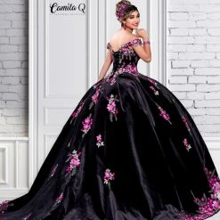 Camila Q Quinceanera Q1117 Off The Shoulder Velvet Ball Gown Floral Applique Corset 1117 16 Camila Q Quinceanera Q1117 Off The Shoulder Velvet Ball Gown Floral Applique Corset 1117
