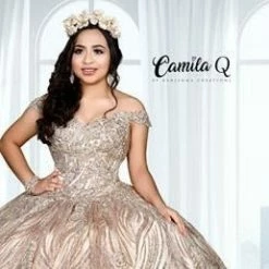 Camila Q Quinceanera Q1118 Off The Shoulder Ball Gown Glittered Tulle Prom Dress 1118 Ballgown Dresses