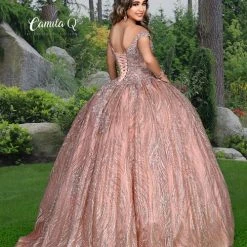 Camila Q Quinceanera Q1118 Off The Shoulder Ball Gown Glittered Tulle Prom Dress 1118 Ballgown Dresses