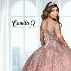 Camila Q Quinceanera Q1118 Off The Shoulder Ball Gown Glittered Tulle Prom Dress 1118 Ballgown Dresses