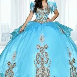 Ballgown Dresses Camila Q Quinceanera Q1119 Sweetheart Ball Gown Organza Sheer Jacket Prom Dress 1119