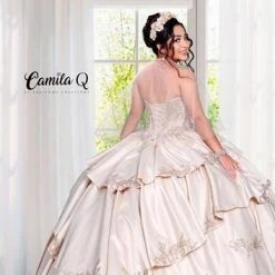 Ballgown Dresses Camila Q Quinceanera Q1121 Satin Strapless Ball Gown Prom Dress Sweetheart Neckline 1121