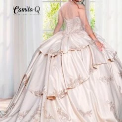 Ballgown Dresses Camila Q Quinceanera Q1121 Satin Strapless Ball Gown Prom Dress Sweetheart Neckline 1121