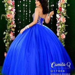 Camila Q Quinceanera Long Tulle Ballgown Formal Dress Party Strapless Ballgown Dresses