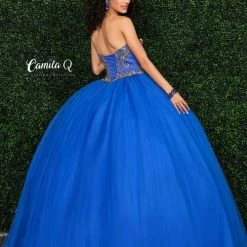 Camila Q Quinceanera Long Tulle Ballgown Formal Dress Party Strapless Ballgown Dresses