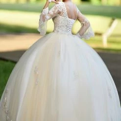Discontinued Ballgown Dresses Camila Q Quinceanera Dress 18001 Long Bell Sleeve Ballgown Prom Dress