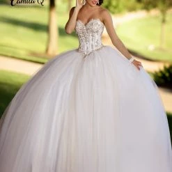 Ballgown Dresses Camila Q Quinceanera Dress 18007 Strapless Sweetheart Ballgown Tulle Princess Corset