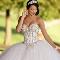 Ballgown Dresses Camila Q Quinceanera Dress 18007 Strapless Sweetheart Ballgown Tulle Princess Corset