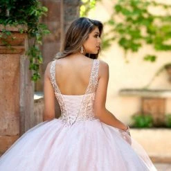 Camila Q Quinceanera Dress 19001 High Neckline Sheer Ballgown Tulle Prom Dress