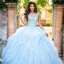 Ballgown Dresses Camila Q Quinceanera Dress 19002 High Neck Ruffle Skirt Ballgown Prom Dress