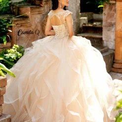 Ballgown Dresses Camila Q Quinceanera Dress 19002 High Neck Ruffle Skirt Ballgown Prom Dress