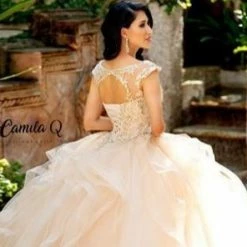 Ballgown Dresses Camila Q Quinceanera Dress 19002 High Neck Ruffle Skirt Ballgown Prom Dress