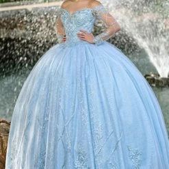 Ballgown Dresses Camila Q Quinceanera Dress 19003 Off Shoulder Long Sleeve Ballgown Prom Dress