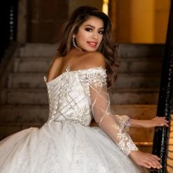 Ballgown Dresses Camila Q Quinceanera Dress 19003 Off Shoulder Long Sleeve Ballgown Prom Dress