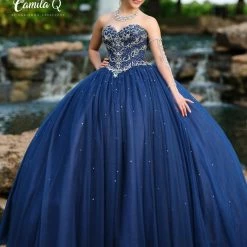 Ballgown Dresses Camila Q Quinceanera Dress 19008 Shimmer Princess Ballgown Strapless