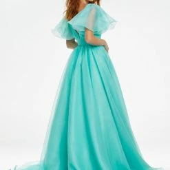 Ashleylauren Ashley Lauren 11153 Organza Prom Dress Ball Gown With Flutter Sleeve