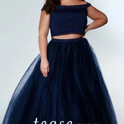 In Stock Tease Prom By Sydney's Closet TE1909 Plus Sized Prom Dress Off Shoulder Ballgown Dresses