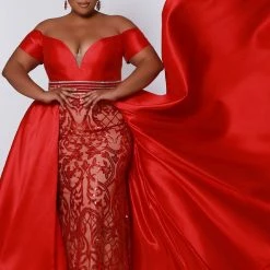 Sydney's Closet And Tease Prom Johnathan Kayne For Sydney's Closet JK2213 Plus Sized Pageant Dress With Overskirt JK 2213