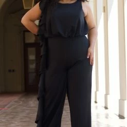 Sydney's Closet CE2014 Plus Sized Jumpsuit One Shoulder Ruffle Pants Suit CE 2014 Jumpsuits & Rompers