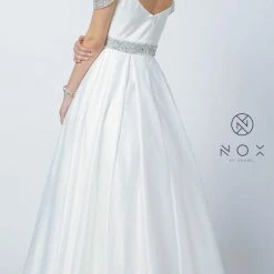 In Stock Nox Anabel R224W Size 2, 6, 16 Long Satin A Line Ballgown Pockets Off The Shoulder Dress Pageant Bridal Ballgown Dresses 15 In Stock Nox Anabel R224W Size 2, 6, 16 Long Satin A Line Ballgown Pockets Off The Shoulder Dress Pageant Bridal Ballgown Dresses