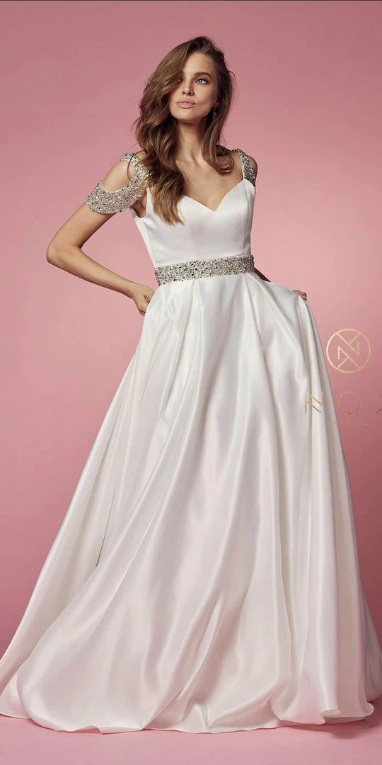 In Stock Nox Anabel R224W Size 2, 6, 16 Long Satin A Line Ballgown Pockets Off The Shoulder Dress Pageant Bridal Ballgown Dresses 3 In Stock Nox Anabel R224W Size 2, 6, 16 Long Satin A Line Ballgown Pockets Off The Shoulder Dress Pageant Bridal Ballgown Dresses