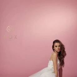 Nox Anabel R346 A Line 3D Floral Lace Wedding Dress V Neck Bridal Gown